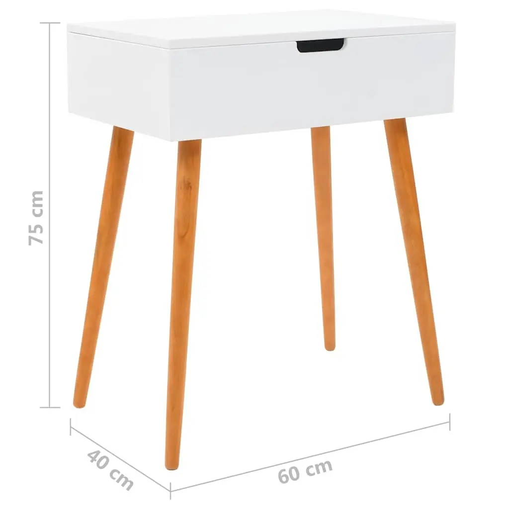 Dressing Table White MDF Mid Century Modern 60x40x75cm with Lift Up Mirror and Jewellery Compartments for Bedroom Vanity Makeup Storage