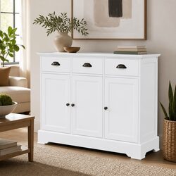 Versatile White Sideboard for Living Room and Bedroom Use
