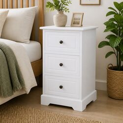 Practical White Nightstand for Bedside Convenience