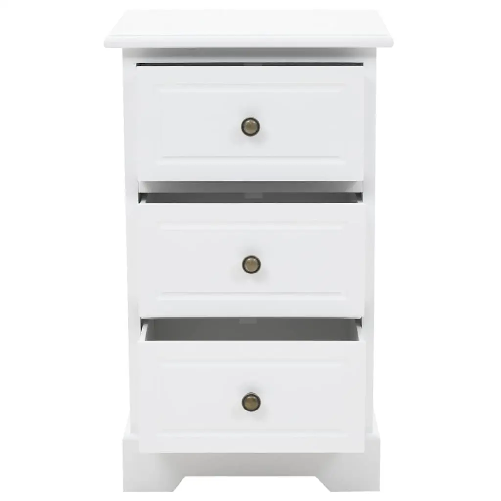 Bedside Cabinet MDF Pinewood Frame 3 Drawers White