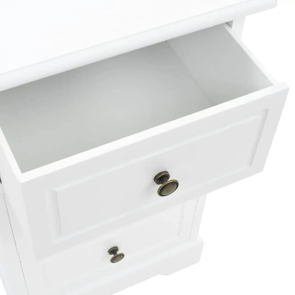 Bedside Cabinet MDF Pinewood Frame 3 Drawers White