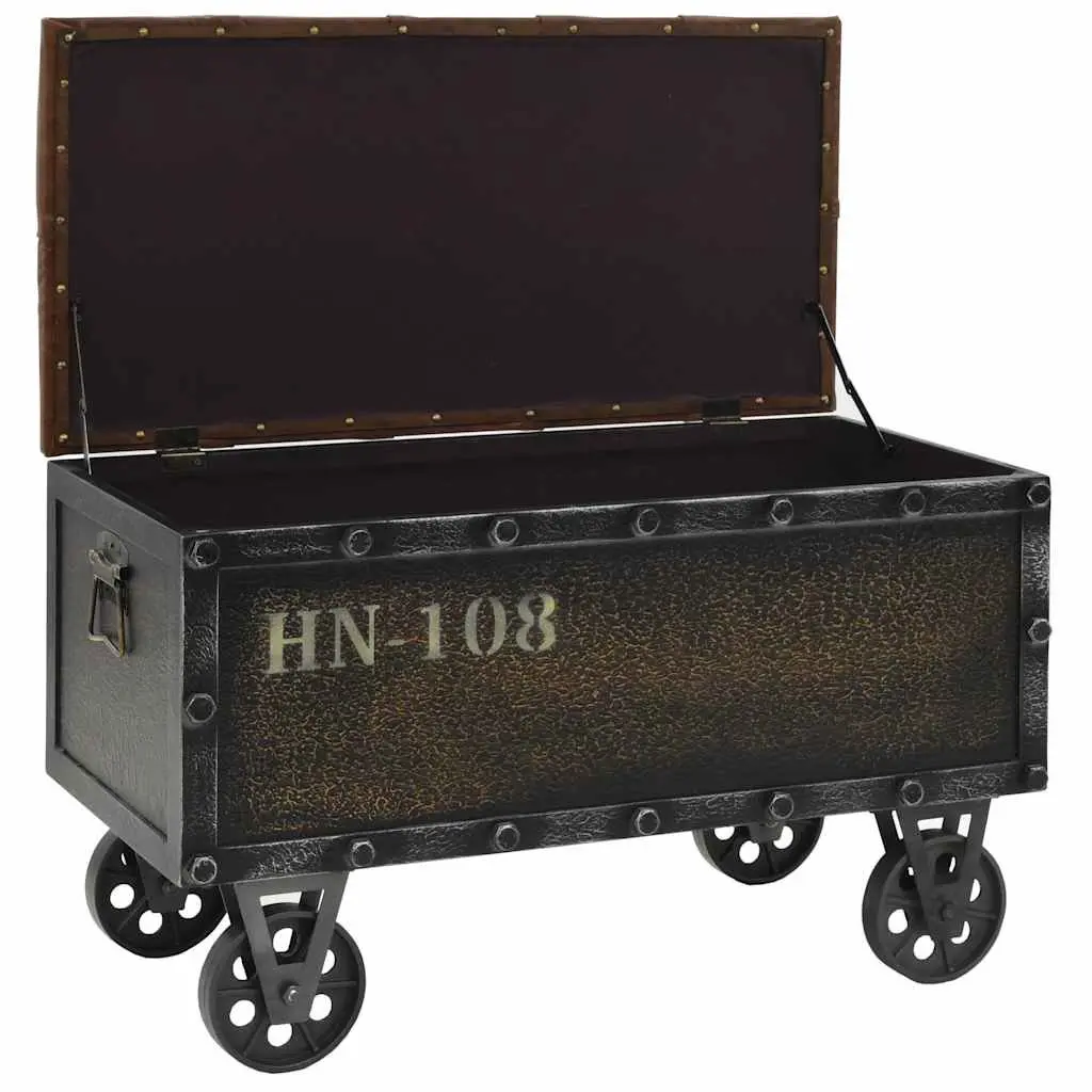 Storage Bench Tufted Cushion Brown 80.5x41x50cm Solid Wood MDF Artificial Leather with Wheels