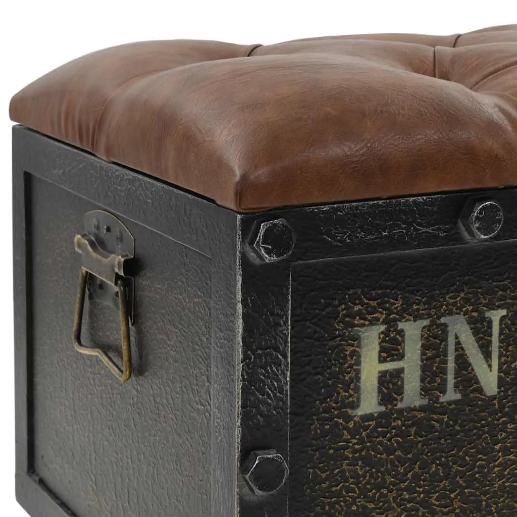 Storage Bench Tufted Cushion Brown 80.5x41x50cm Solid Wood MDF Artificial Leather with Wheels