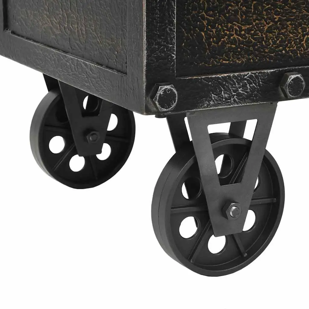 Storage Bench Tufted Cushion Brown 80.5x41x50cm Solid Wood MDF Artificial Leather with Wheels