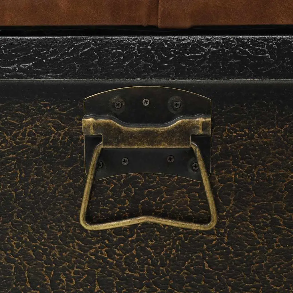 Storage Bench Tufted Cushion Brown 80.5x41x50cm Solid Wood MDF Artificial Leather with Wheels