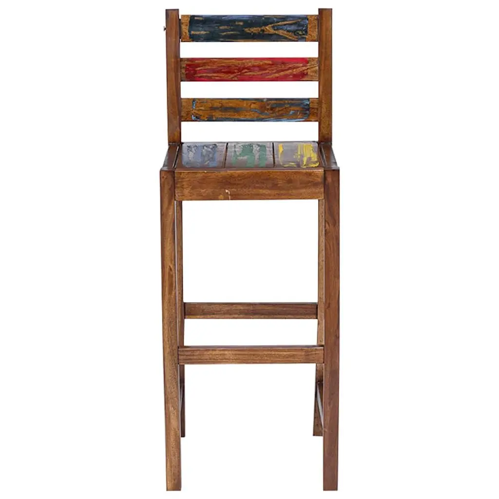 Bar Stools Solid Reclaimed Wood Vintage Multicolour 2 Piece Set