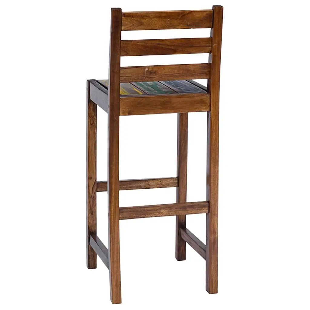 Bar Stools Solid Reclaimed Wood Vintage Multicolour 2 Piece Set