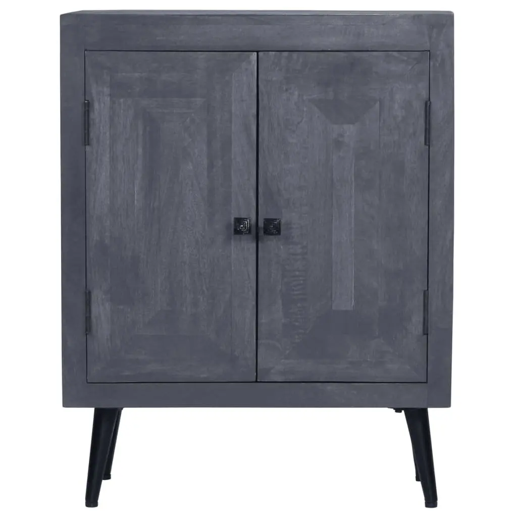 Sideboard Solid Mango Wood Grey Lacquered Retro Style 60 x 30 x 76 cm