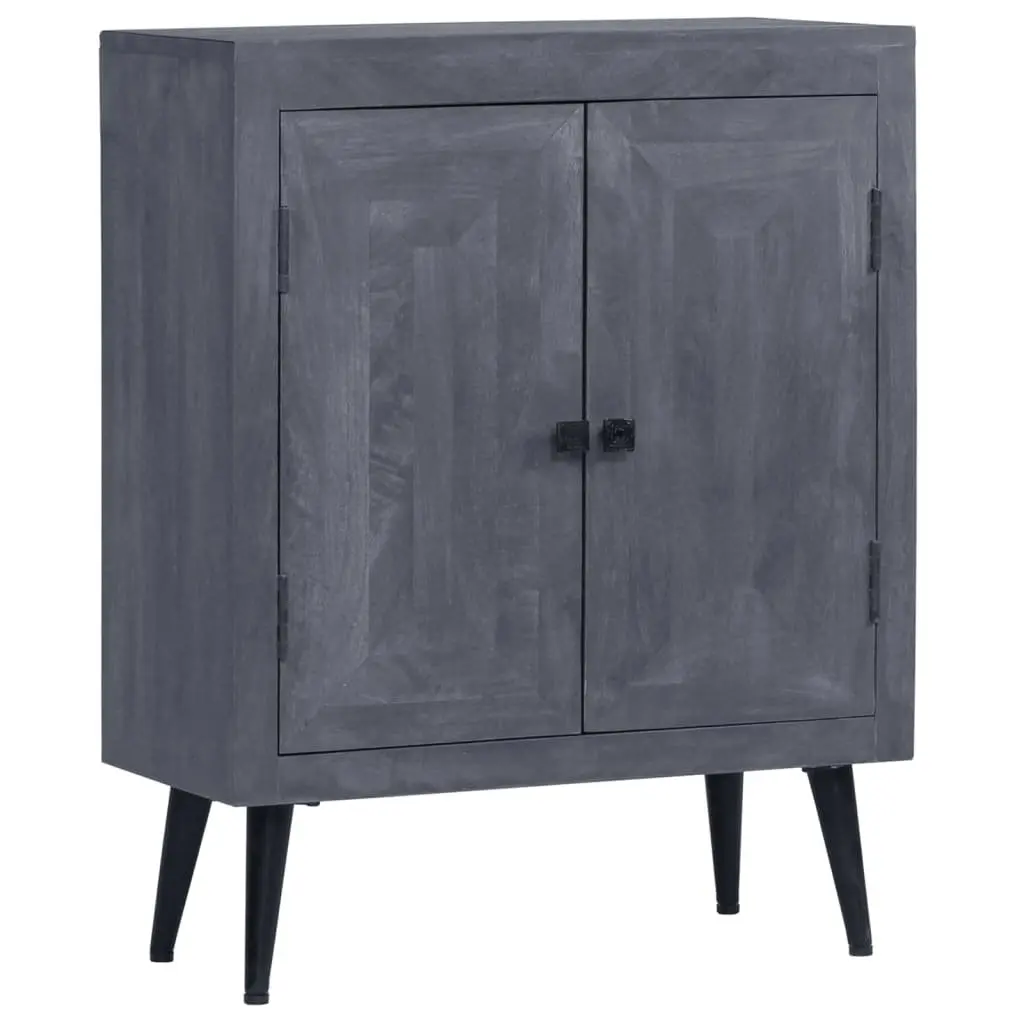 Sideboard Solid Mango Wood Grey Lacquered Retro Style 60 x 30 x 76 cm