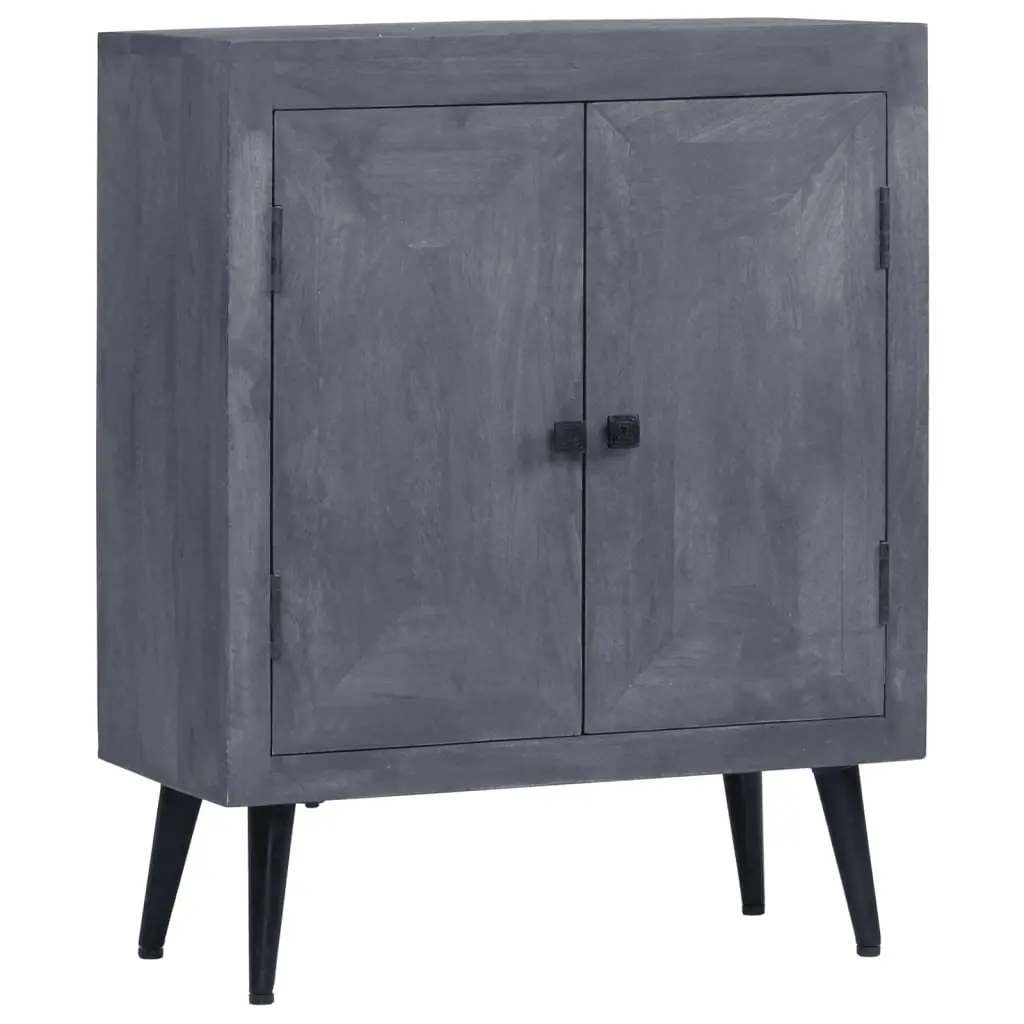 Sideboard Solid Mango Wood Grey Lacquered Retro Style 60 x 30 x 76 cm