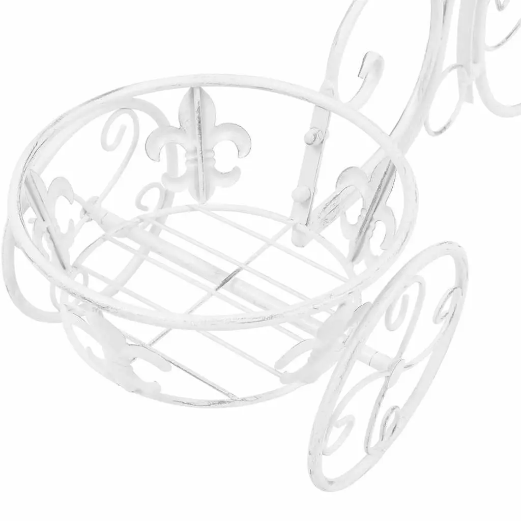 Bicycle Shape Plant Stand Metal 3 Holders Vintage Style White Indoor Garden