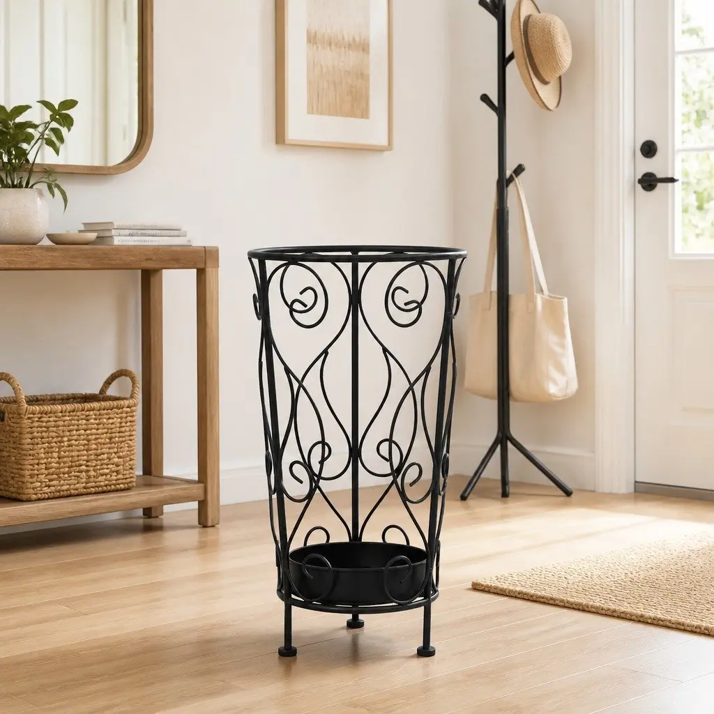Black Umbrella Stand with Vintage Style