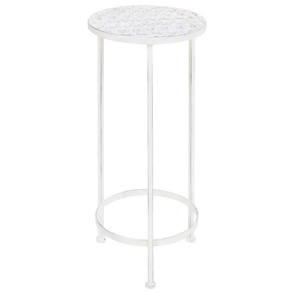 Plant Stand Set 3 Pieces Metal Antique White Vintage Nesting Garden Home Decor