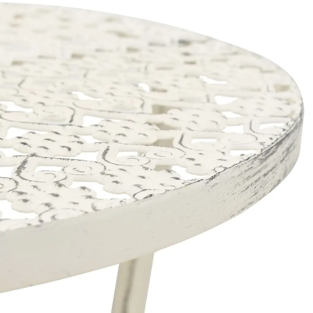 Round Metal Bistro Table Vintage Style 40 cm Diameter 70 cm Height White