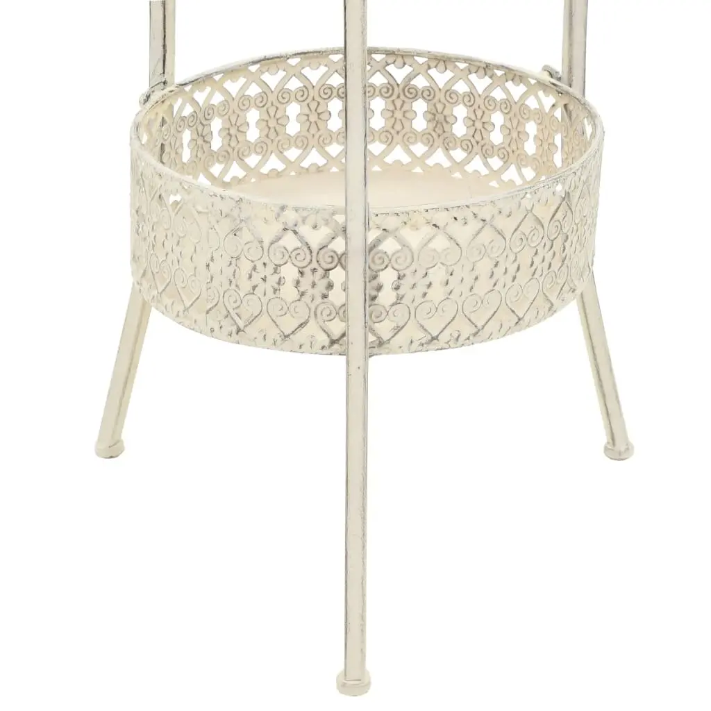 Round Metal Bistro Table Vintage Style 40 cm Diameter 70 cm Height White