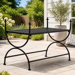 Metal Bench Vintage Style U-Shaped Legs Kitchen Dining Room Furniture Black
