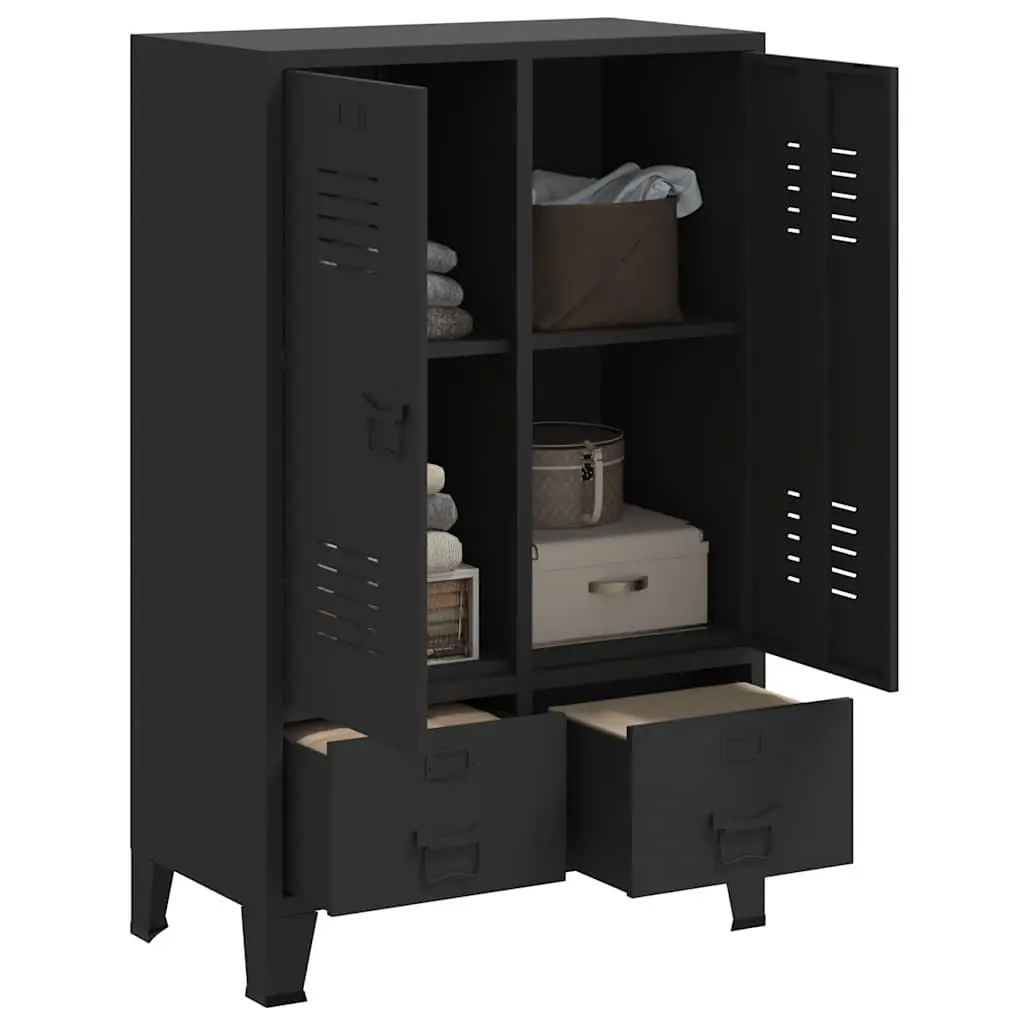Metal Wardrobe Cabinet Sheet Metal 67cm x 35cm x 107cm Black