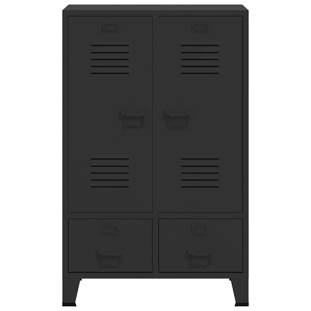 Metal Wardrobe Cabinet Sheet Metal 67cm x 35cm x 107cm Black