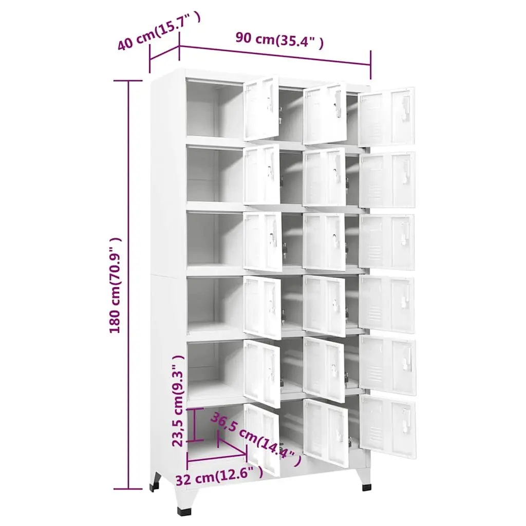 Metal Locker Cabinet 18 Compartments Lockable Doors Storage Gym Workplace
