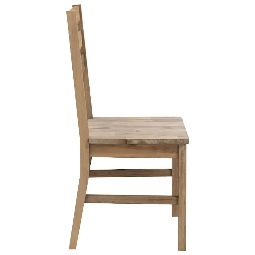 Dining Chairs 2 pcs Solid Acacia Wood Kitchen Room Furniture Brown Wooden Set