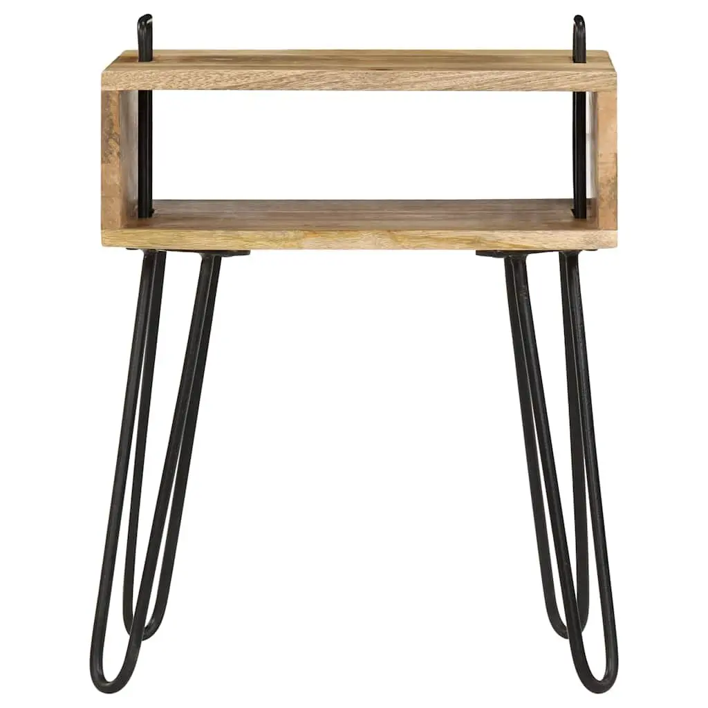 Bedside Table Solid Mango Wood Steel Frame 40x34x47 cm Brown