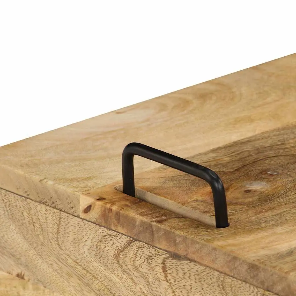 Bedside Table Solid Mango Wood Steel Frame 40x34x47 cm Brown