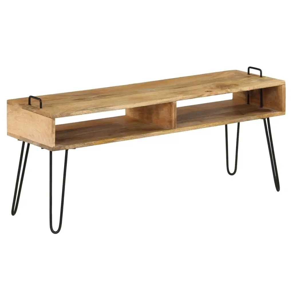 TV Stand Solid Mango Wood Living Room HiFi Cabinet Storage Shelf Industrial