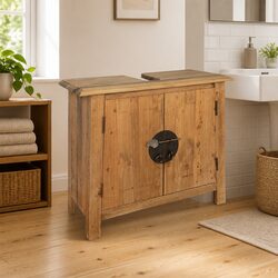 Practical Use of the Brown Pinewood Vanity Cabinet