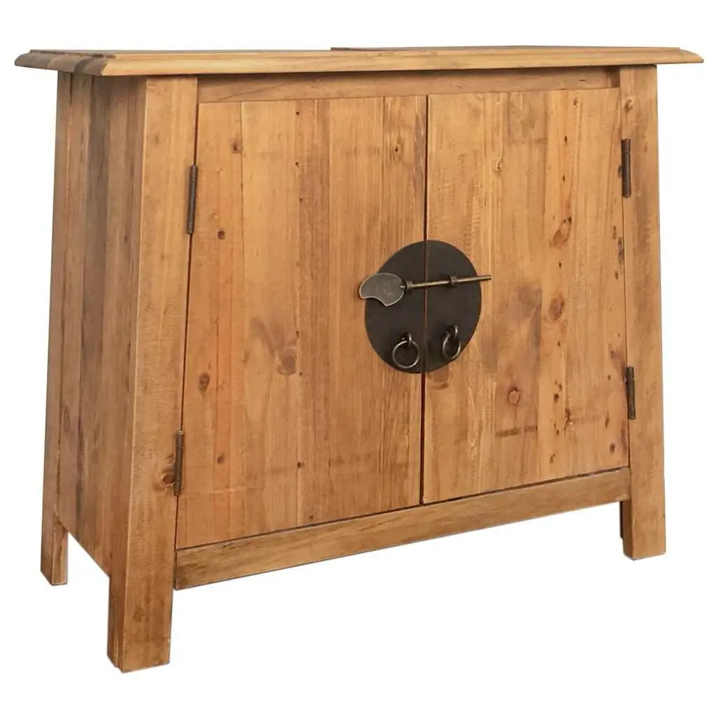 Bathroom Vanity Cabinet Solid Pinewood 70W x 32D x 63H cm Brown Retro Storage Unit