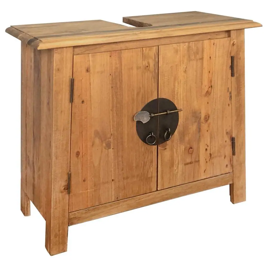 Bathroom Furniture Set Vanity Cabinet Mirror Retro Style Brown Wooden
