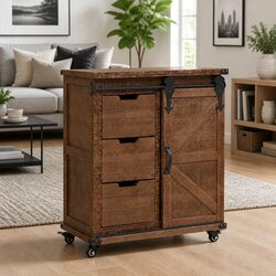 Storage Cabinet Solid Fir Wood Brown 64x33.5x75 cm Sliding Door Furniture