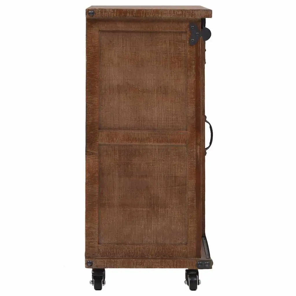 Storage Cabinet Solid Fir Wood Brown 64x33.5x75 cm Sliding Door Furniture
