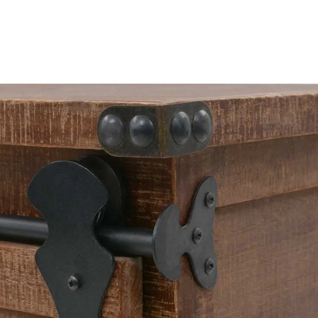 Storage Cabinet Solid Fir Wood Brown 64x33.5x75 cm Sliding Door Furniture