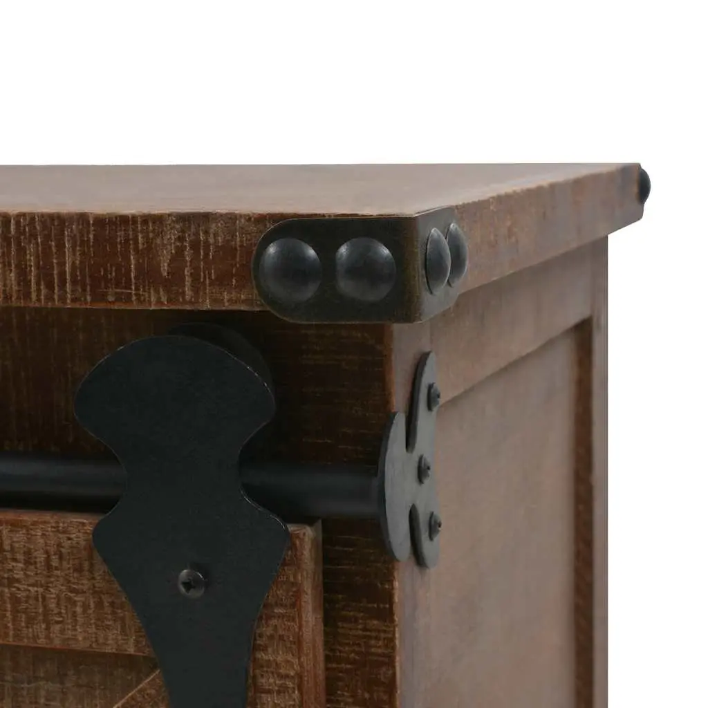 Storage Cabinet Solid Fir Wood Brown 64x33.5x75 cm Sliding Door Furniture