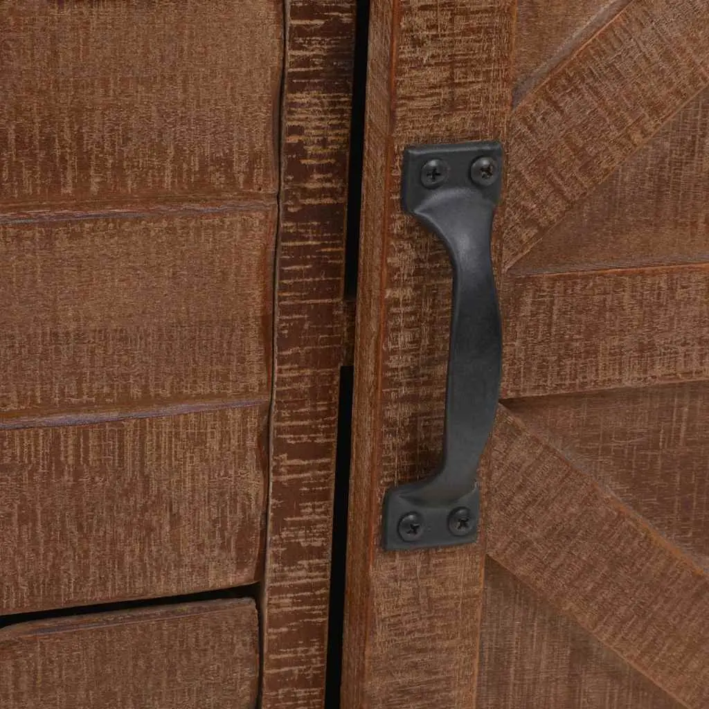 Storage Cabinet Solid Fir Wood Brown 64x33.5x75 cm Sliding Door Furniture
