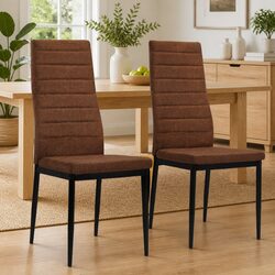 Dining Chairs Set of 2 Brown Contemporary Kitchen Seating Padded Ergonomic