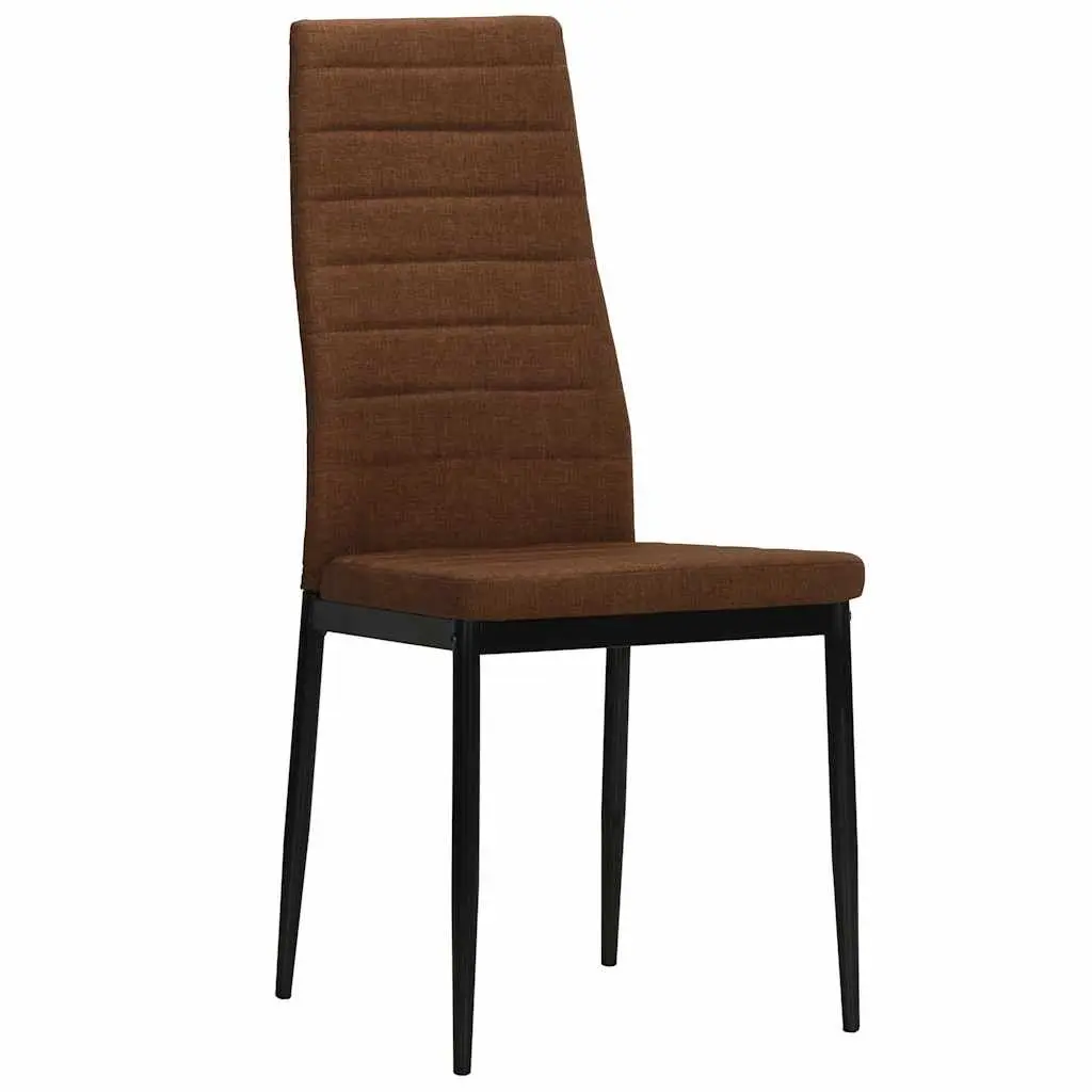 Dining Chairs Steel Frame Polyester Fabric Padded Ergonomic Brown Set of 2