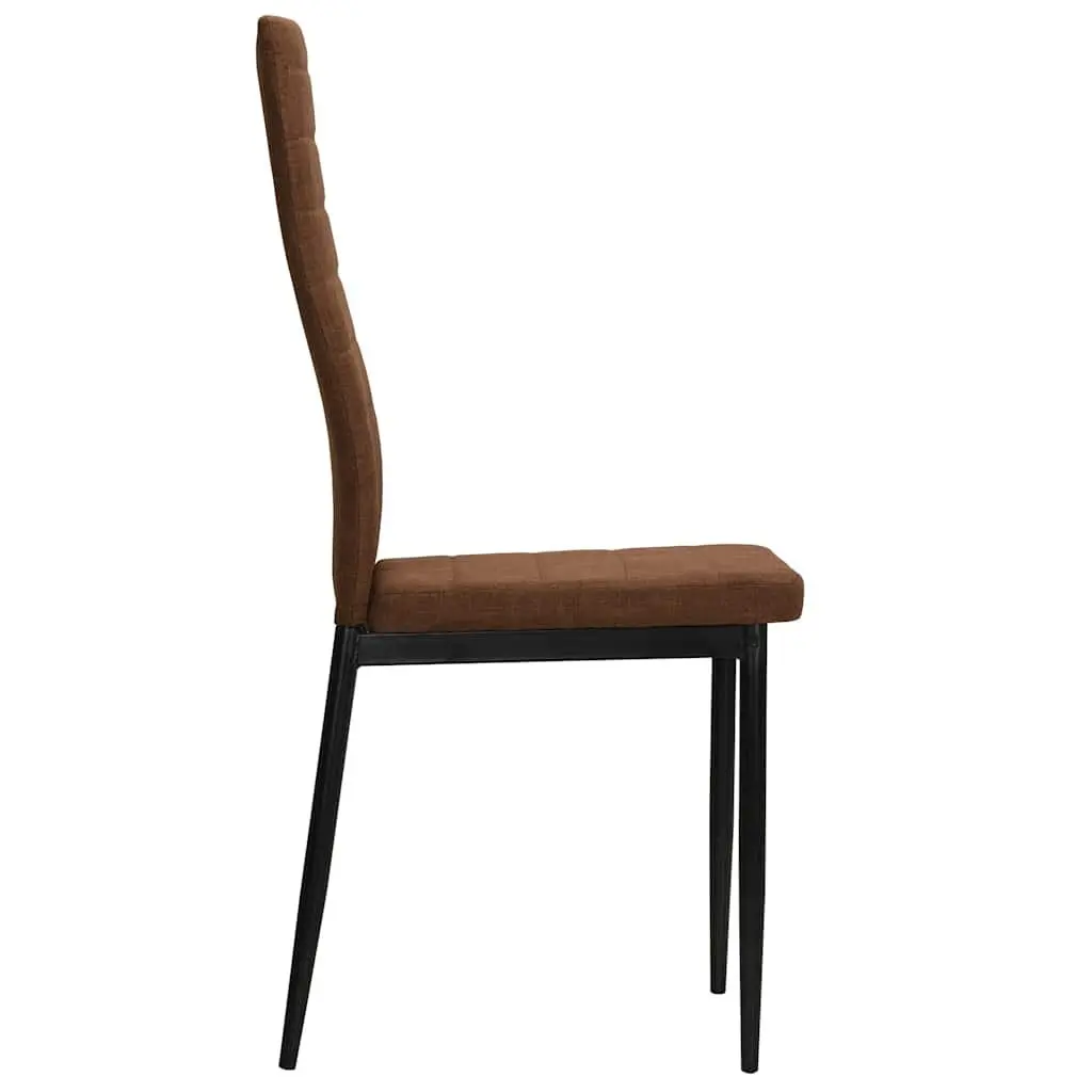 Dining Chairs Steel Frame Polyester Fabric Padded Ergonomic Brown Set of 2