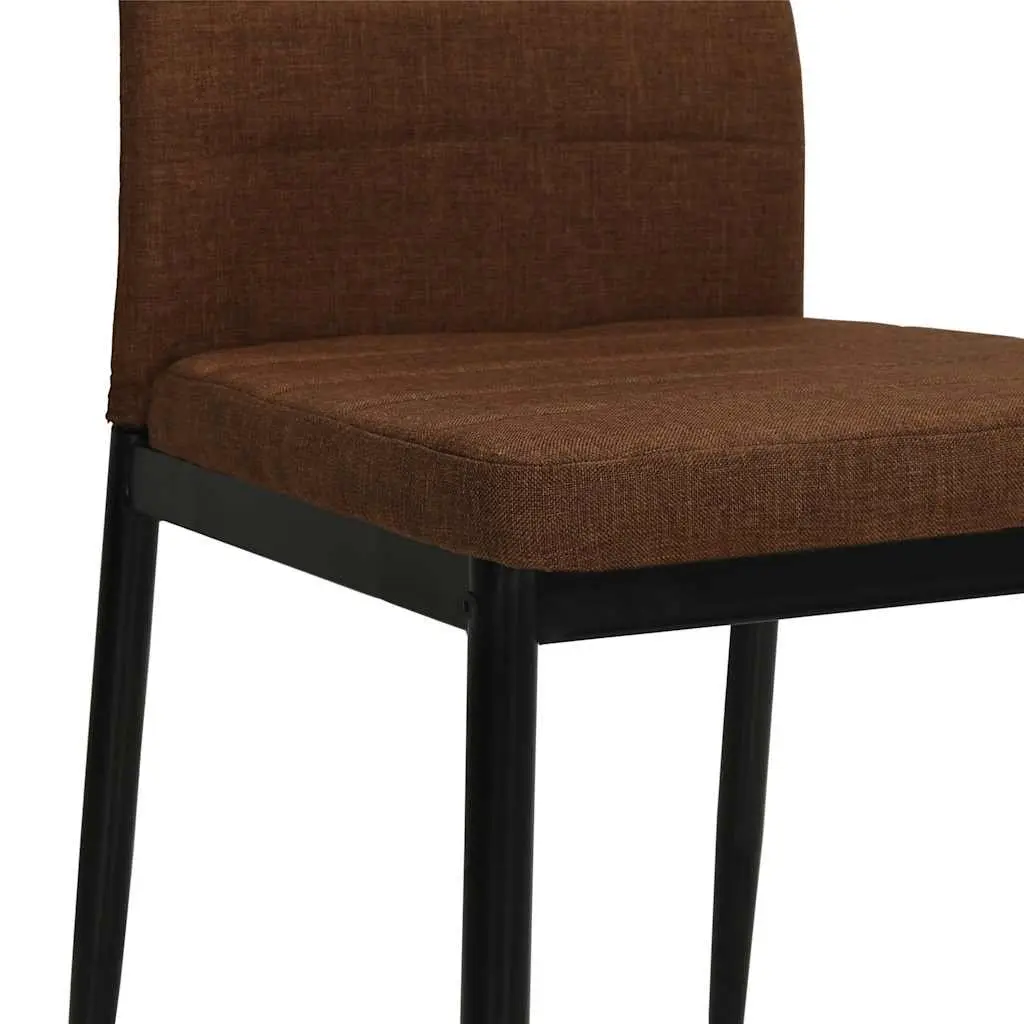 Dining Chairs Steel Frame Polyester Fabric Padded Ergonomic Brown Set of 2