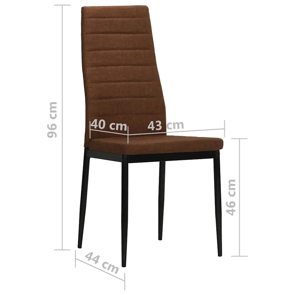 Dining Chairs Steel Frame Polyester Fabric Padded Ergonomic Brown Set of 2