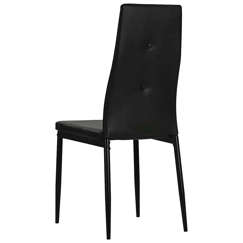 Dining Chairs Wooden Frame Steel Legs Padded Seat Black Faux Leather 2 Piece
