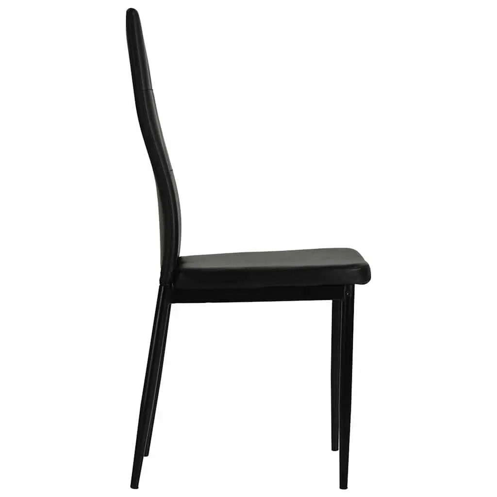 Dining Chairs Wooden Frame Steel Legs Padded Seat Black Faux Leather 2 Piece