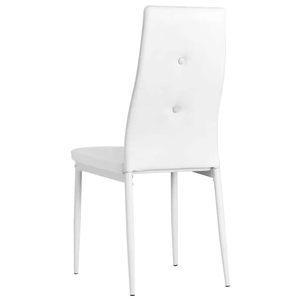 Dining Chairs Wooden Frame Steel Legs Padded Faux Leather White 2 Piece