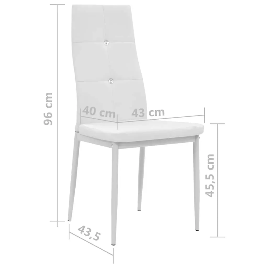 Dining Chairs Wooden Frame Steel Legs Padded Faux Leather White 2 Piece
