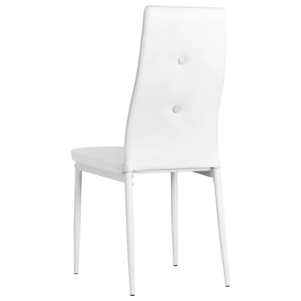 Dining Chairs Faux Leather Padded Seat White Set of 4