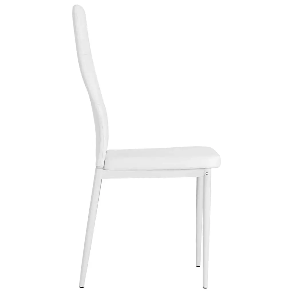 Dining Chairs Faux Leather Padded Seat White Set of 4