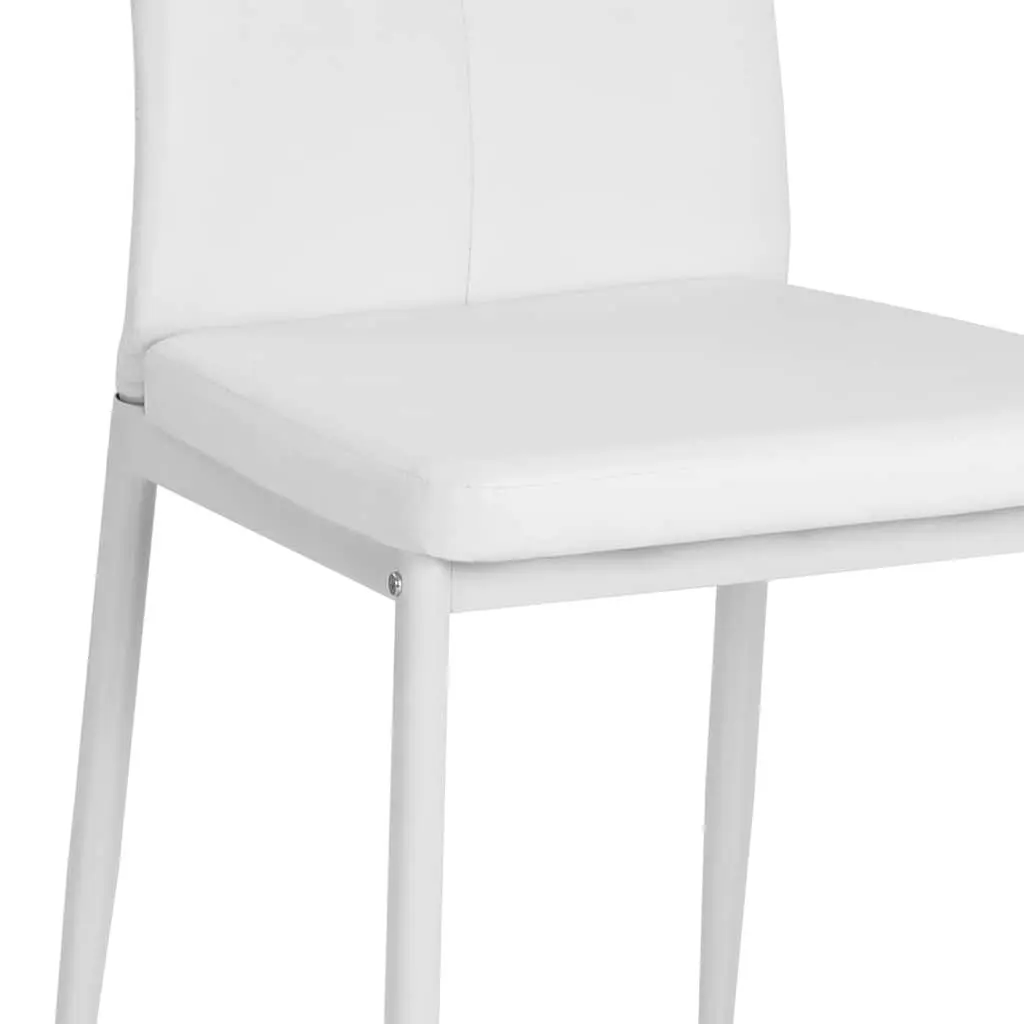 Dining Chairs Faux Leather Padded Seat White Set of 4