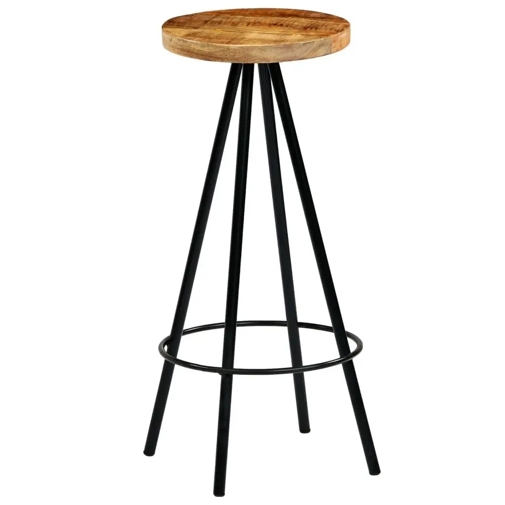 Bar Stools Solid Mango Wood 2 Piece Brown Industrial Seating