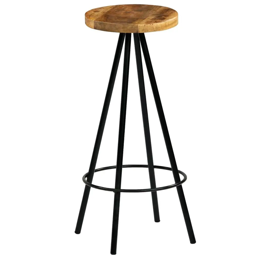 Bar Stools Solid Mango Wood 2 Piece Brown Industrial Seating