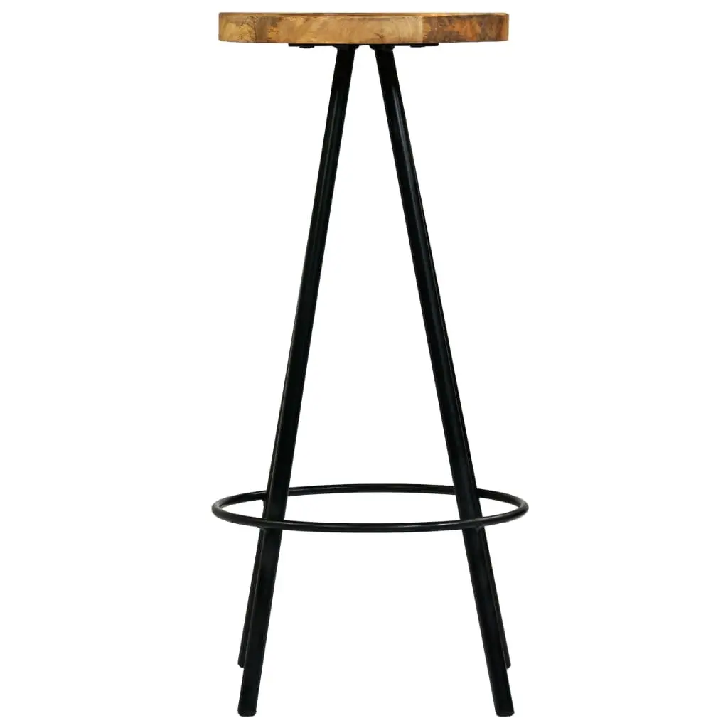 Bar Stools Solid Mango Wood 2 Piece Brown Industrial Seating